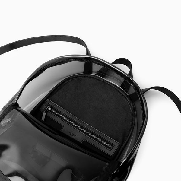 Womens Fashion Black PVC and Leather Backpack Bag Purse Funky Backpacks for Women Inside