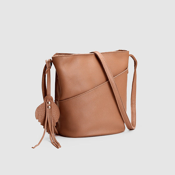 Womens Genuine Leather Bucket Bag Crossbody Bags Purse Shoulder Bag Chic