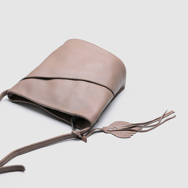 Womens Genuine Leather Bucket Bag Crossbody Bags Purse Shoulder Bag black