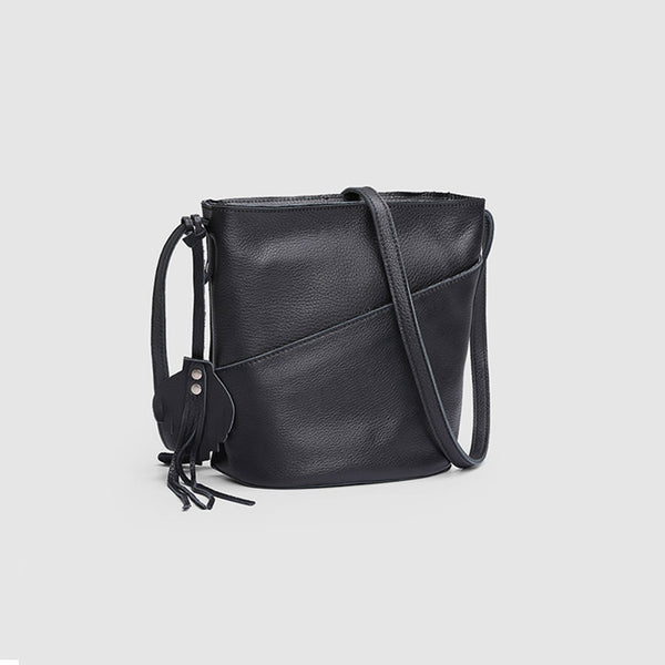Womens Genuine Leather Bucket Bag Crossbody Bags Purse Shoulder Bag cute