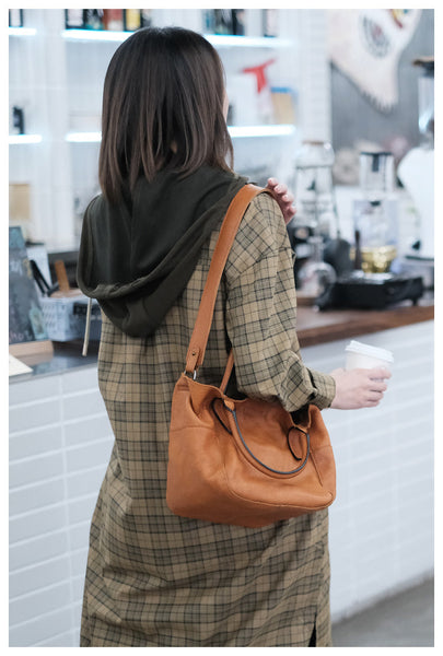 Womens Genuine Leather Bucket Bags Brown Leather Crossbody Bag Best