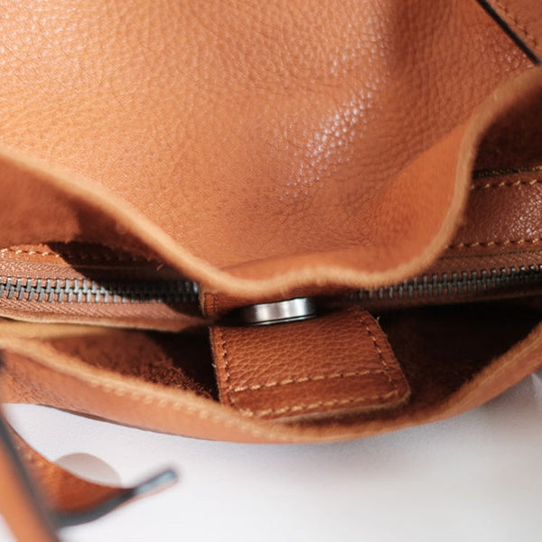 Womens Genuine Leather Bucket Bags Brown Leather Crossbody Bag Capacity