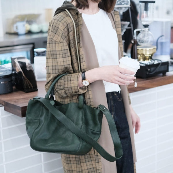 Womens Genuine Leather Bucket Bags Brown Leather Crossbody Bag Cowhide