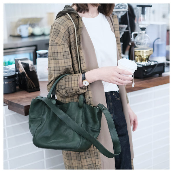 Womens Genuine Leather Bucket Bags Brown Leather Crossbody Bag Cowhide