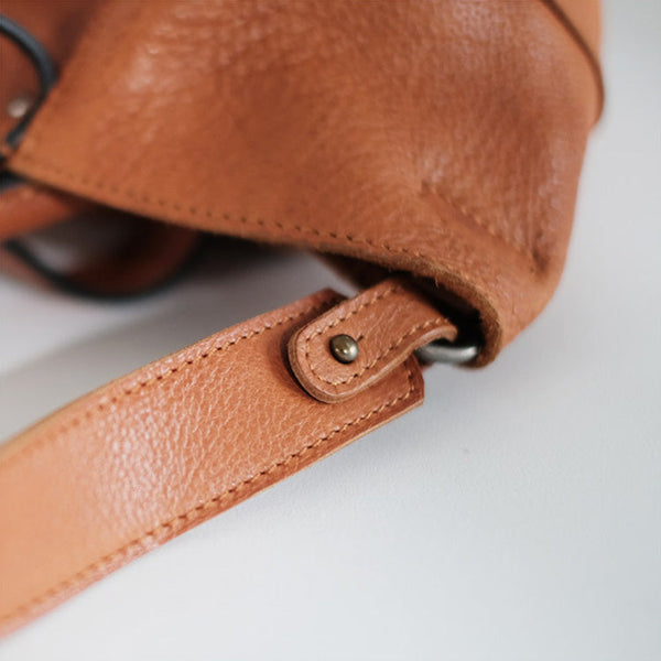 Womens Genuine Leather Bucket Bags Brown Leather Crossbody Bag Vintage