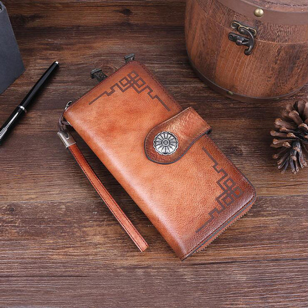 Womens Genuine Leather Clutch Wallet Purse Zip Around Wallet For Women Accessories