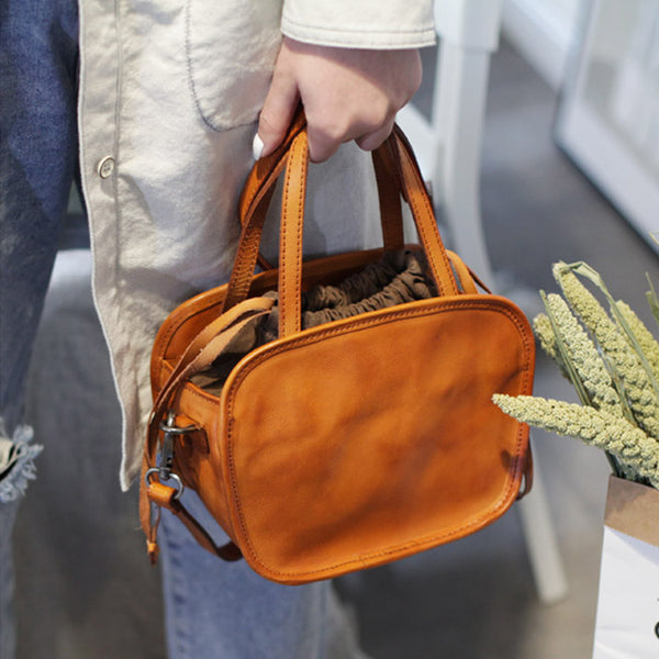 Womens Genuine Leather Crossbody Drawstring Bucket Bag Handbags For Women Best