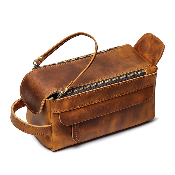 Cool Ladies Small Full Grain Leather Handbags Makeup Bags Cluches for Women
