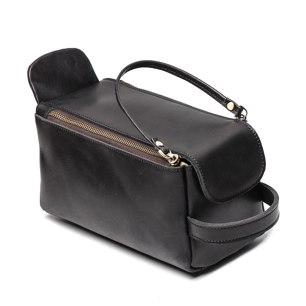 Womens Genuine Leather Makeup Bags Wristlet Wallet That Holds Phone for Women Black
