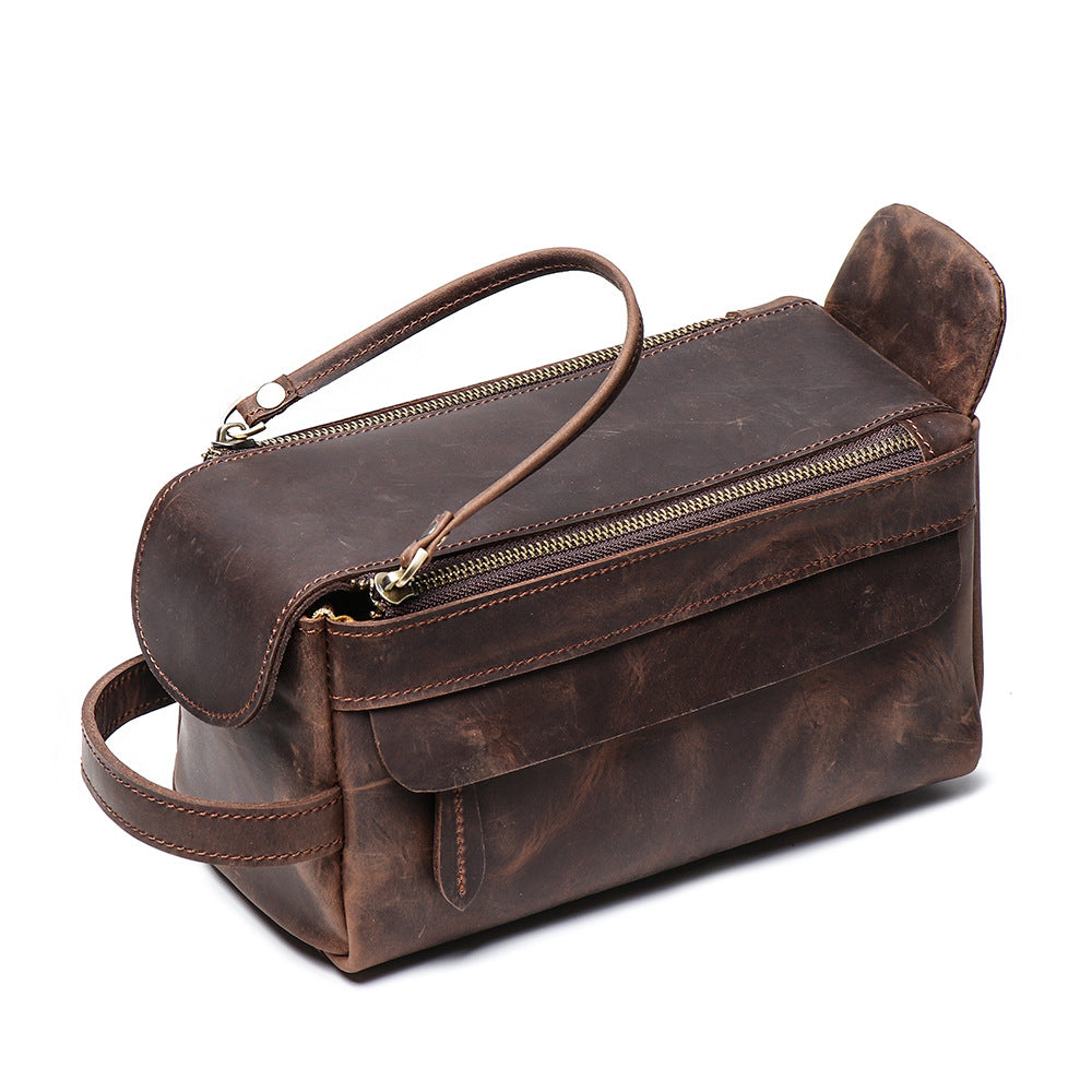 Cool Ladies Small Full Grain Leather Handbags Makeup Bags Cluches for Women