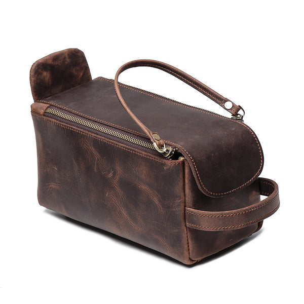 Womens Genuine Leather Makeup Bags Wristlet Wallet That Holds Phone for Women Cowhide