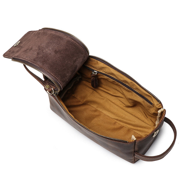 Cool Ladies Small Full Grain Leather Handbags Makeup Bags Cluches for Women