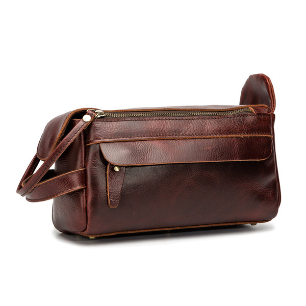 Cool Ladies Small Full Grain Leather Handbags Makeup Bags Cluches for Women