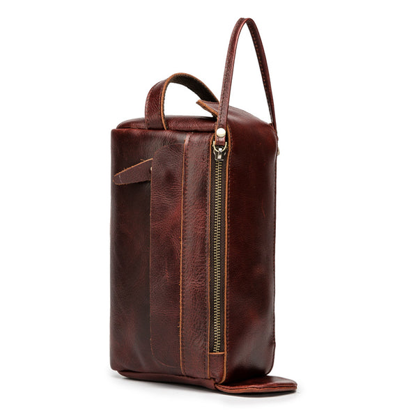 Cool Ladies Small Full Grain Leather Handbags Makeup Bags Cluches for Women