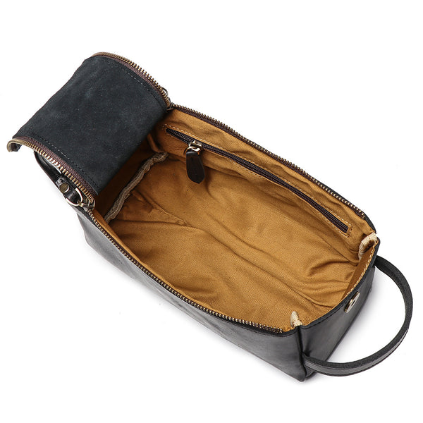 Womens Genuine Leather Makeup Bags Wristlet Wallet That Holds Phone for Women Inside