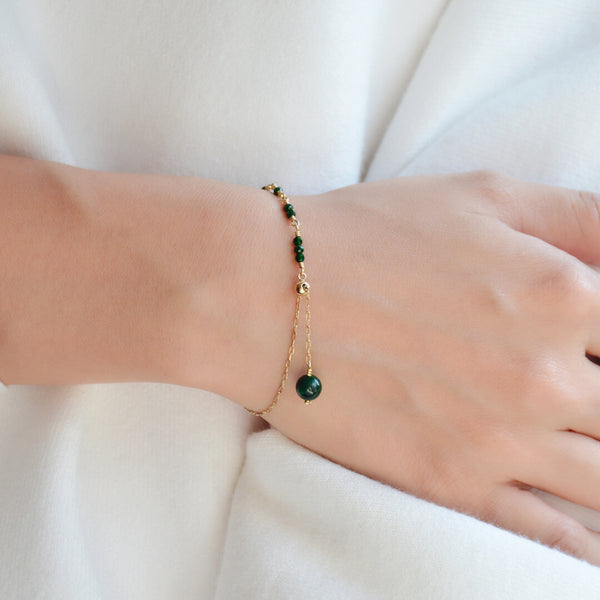 Womens Jade Beaded Bracelets 14K Gold Charm Bracelets for Women