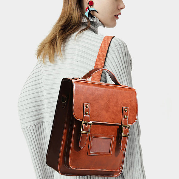 Womens Leather Backpack Purse Crossbody Laptop Messenger Bag Book Bags for Women funky
