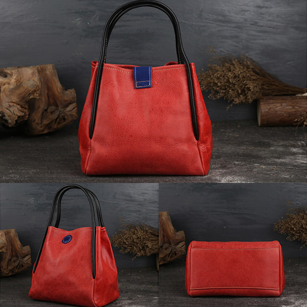 Womens Leather Bucket Bag Purse Leather Tote Handbags for Women cute