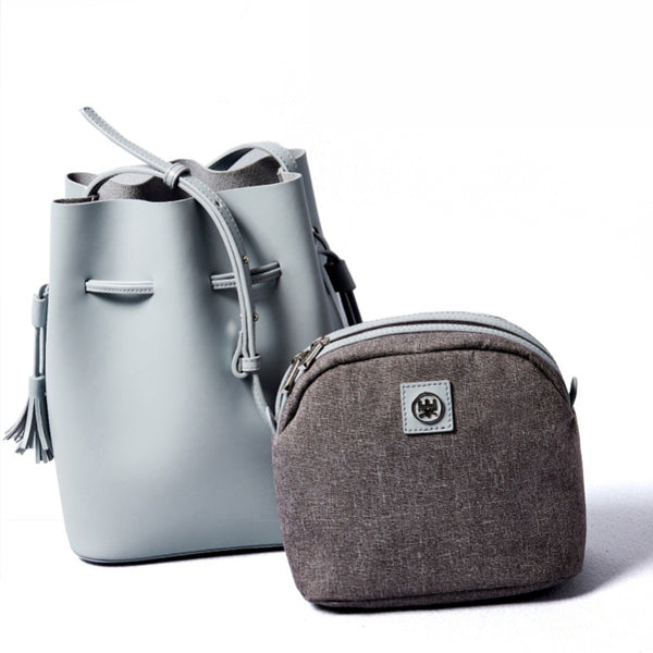 Womens Leather Bucket Bag Small Crossbody Bags Purse for Women Details