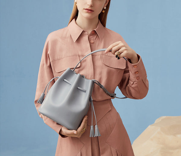 Womens Leather Bucket Bag Small Crossbody Bags Purse for Women designer