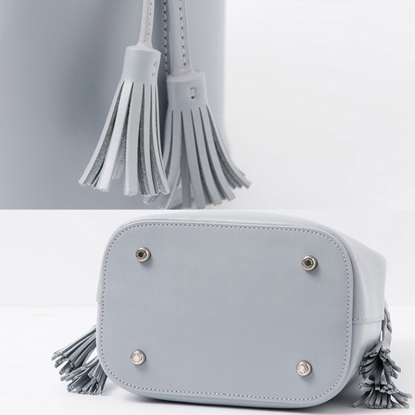 Womens Leather Bucket Bag Small Crossbody Bags Purse for Women work bag details 1