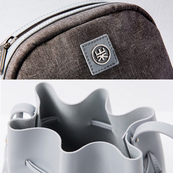 Womens Leather Bucket Bag Small Crossbody Bags Purse for Women work bag details