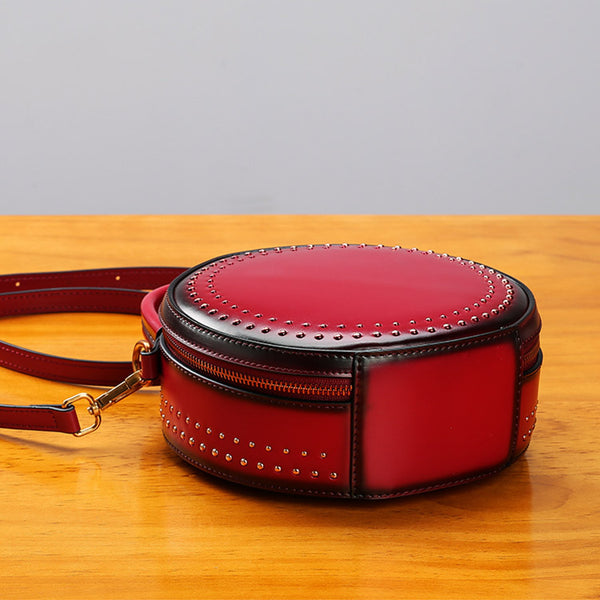 Womens Leather Circle Bag Crossbody Bags Shoulder Bag Purses for Women Boutique