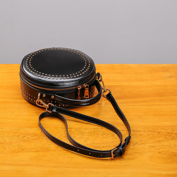 Womens Leather Circle Bag Crossbody Bags Shoulder Bag Purses for Women Details