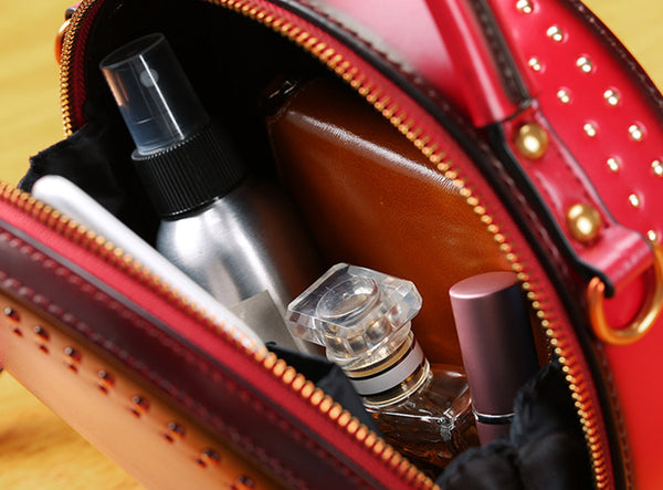 Womens Leather Circle Bag Crossbody Bags Shoulder Bag Purses for Women Original