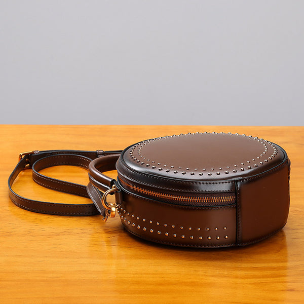 Womens Leather Circle Bag Crossbody Bags Shoulder Bag Purses for Women cool