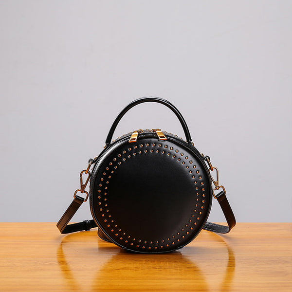 Womens Leather Circle Bag Crossbody Bags Shoulder Bag Purses for Women cute
