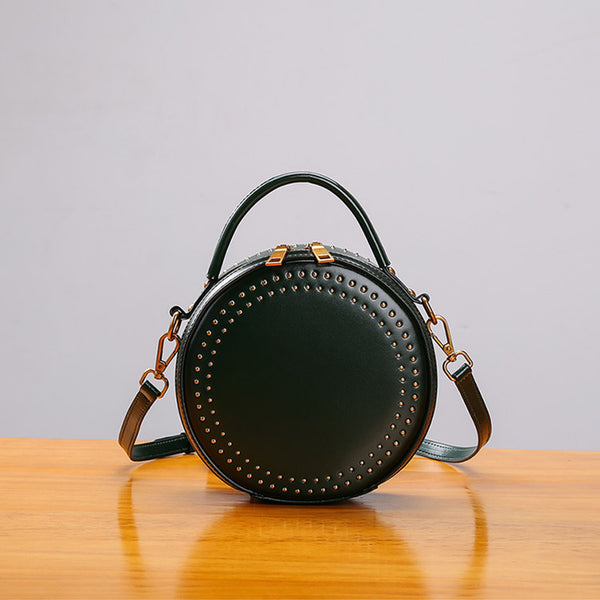 Womens Leather Circle Bag Crossbody Bags Shoulder Bag Purses for Women fashion
