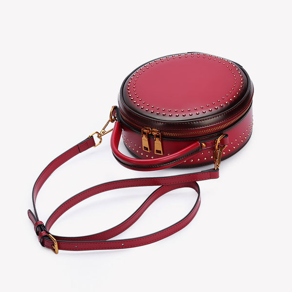 Womens Leather Circle Bag Crossbody Bags Shoulder Bag Purses for Women mini