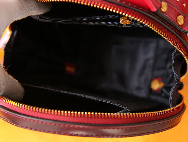 Womens Leather Circle Bag Crossbody Bags Shoulder Bag Purses for Women stylish