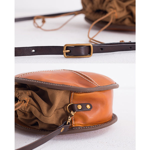 Womens Leather Circle Bag Round Purse Small Crossbody Purse for Women Accessories