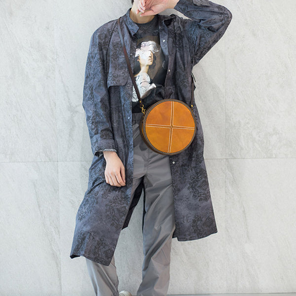 Womens Leather Circle Bag Round Purse Small Crossbody Purse for Women Boutique