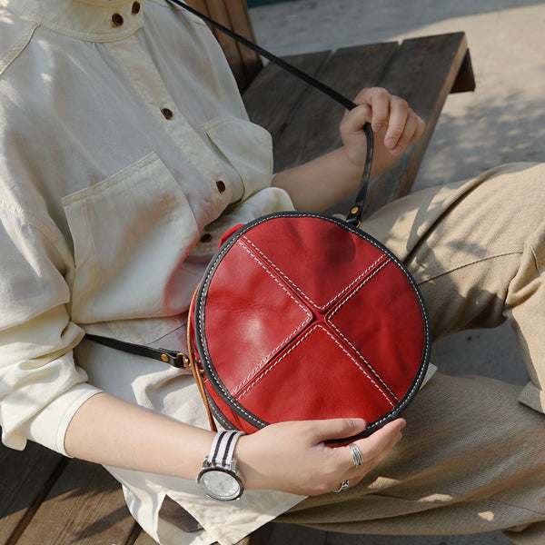 Womens Leather Circle Bag