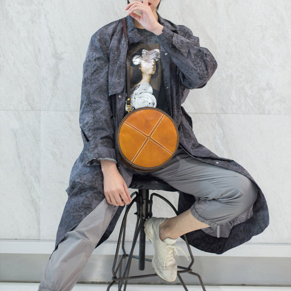 Womens Leather Circle Bag Round Purse Small Crossbody Purse for Women best