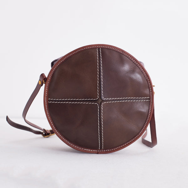 Ladies Green Leather Round Bag Circle Purse Casual Crossbody Bag for Women