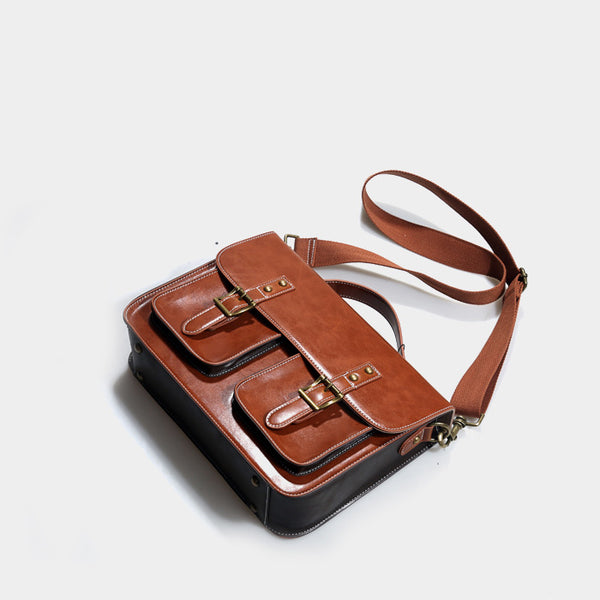 Womens Leather Crossbody Laptop Messenger Bag Messenger Backpack for Women Genuine Leather