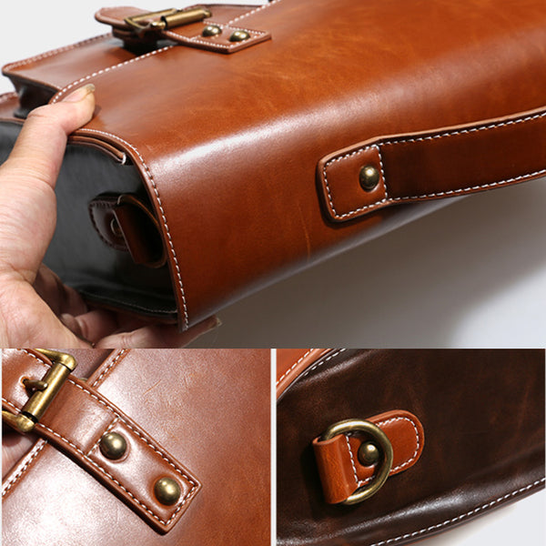 Womens Leather Crossbody Laptop Messenger Bag Messenger Backpack for Women Handmade