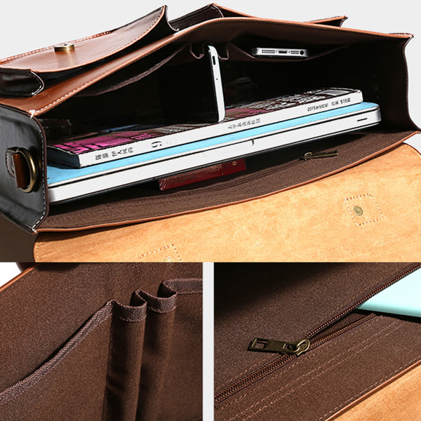 Womens Leather Crossbody Laptop Messenger Bag Messenger Backpack for Women Inside