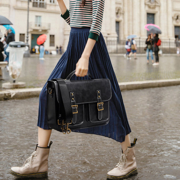 Womens Leather Crossbody Laptop Messenger Bag Messenger Backpack for Women cowhide