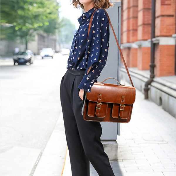 Womens Leather Crossbody Laptop Messenger Bag Messenger Backpack for Women fashion