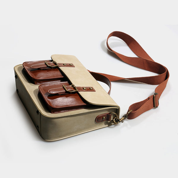 Womens Leather Crossbody Laptop Messenger Bag Messenger Backpack for Women
