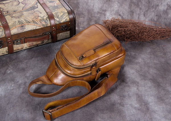 Womens Leather Fanny Pack Across Chest Crossbody Sling Bag For Women Cool