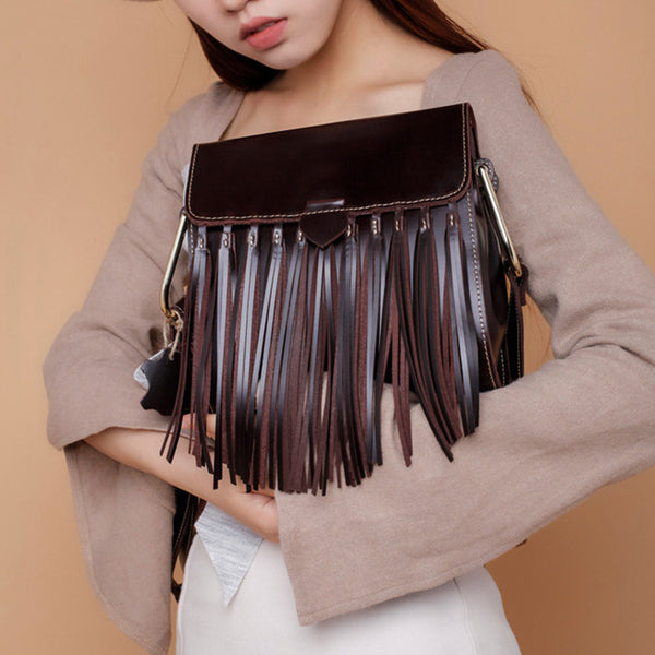 Womens Leather Fringe Crossbody Bag Western Purses Cross Shoulder Bag for Women Chic