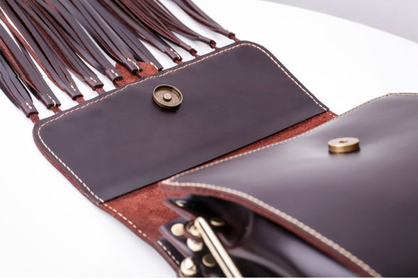 Womens Leather Fringe Crossbody Bag Western Purses Cross Shoulder Bag for Women Genuine Leather