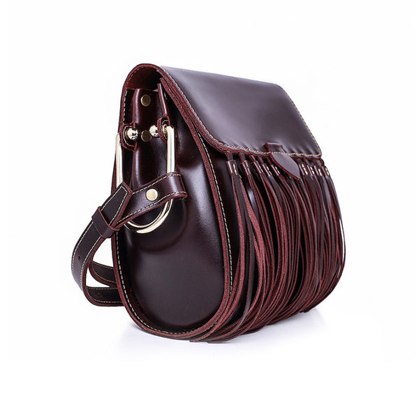Womens Leather Fringe Crossbody Bag Western Purses Cross Shoulder Bag