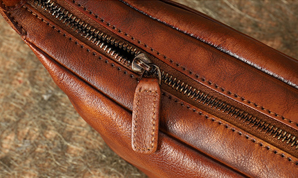 Womens Leather Hobo Crossbody Brown Shoulder Bag With Rivets  Nice